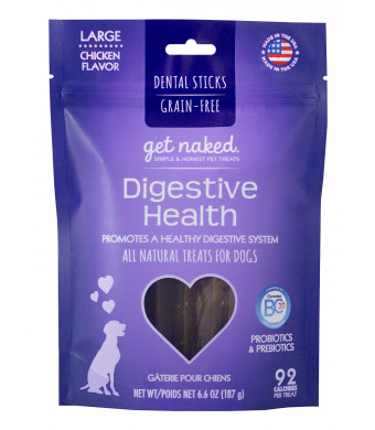 Get Naked Grain Free 1 Pouch 6.6 oz Digestive Health Dental Chew Sticks, Large