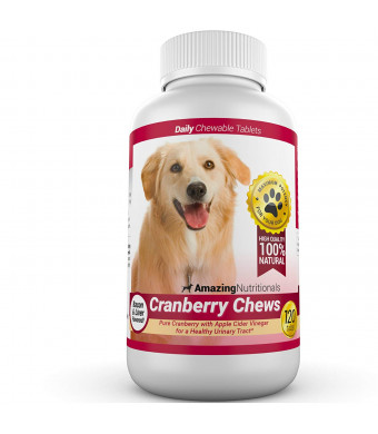 Amazing Cranberry for Dogs Pet Antioxidant, Urinary Tract Support Prevents and Eliminates UTI in Dogs, 120 Chews