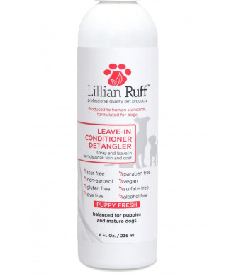 Lillian Ruff - Pet Dog Leave in Conditioner and Detangler Treatment Spray 8oz - Moisturizer for Normal, Dry and Sensitive Skin - Made in The USA