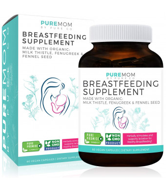 Organic Breastfeeding Supplement - Increase Milk Supply and Herbal Lactation Support | Aid For Mothers | NON-GMO | Organic: Fenugreek Seed, Fennel Seed and Milk Thistle | 60 Vegan Capsules