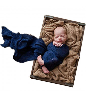 Sunmig Newborn Baby Stretch Wrap Photo Props Wrap-Baby Photography Props (Navy)