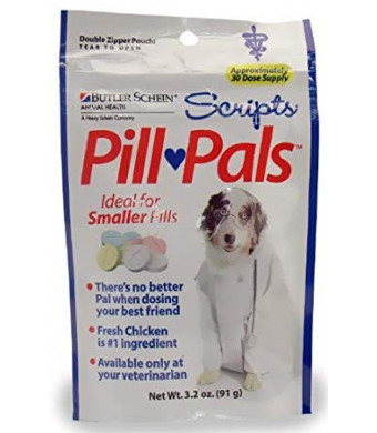 Butler Scripts Pill Pals for Dogs and Cats - Sized for Smaller Pills - Chicken Flavor Treats