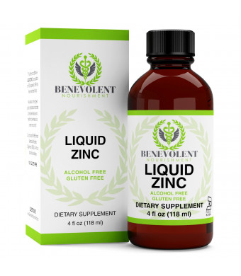 Zinc Supplement with Organic Elderberry Fruit and Herbs - Potent and Effective Liquid Dietary Supplement for Entire Family - 100% Alcohol and Gluten Free - Non GMO Formula. Large 4oz Bottle.