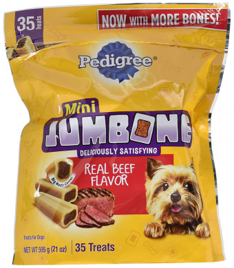 PEDIGREE JUMBONE Real Beef Flavor Mini Dog Treats - 21 Ounces (35 Treats)