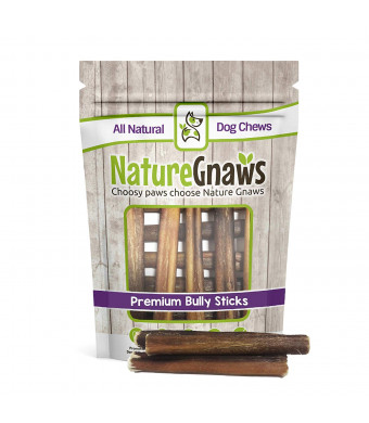 Nature Gnaws Large Bully Sticks 5-6 inch - 100% Natural Grass-Fed Beef Dog Chews