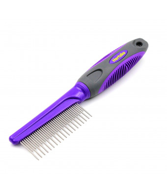 Hertzko Long and Short Teeth Comb Grooms Your Pet's Top Coat and Undercoat at Once - Suitable for Dogs and Cats
