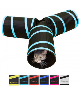Purrfect Feline Tunnel of Fun, Collapsible 3-Way Cat Tunnel Toy with Crinkle