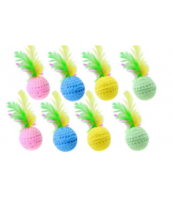 Nargos 1.5 Dia Colorful Golf Sponge Balls Cats Toys With Feathers