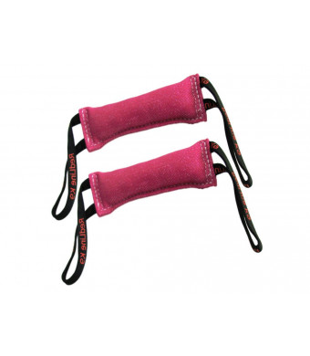 Bundle of 2 Pink French Linen Dog Tug Toys (3" X 10") 2 Handles Redline K9