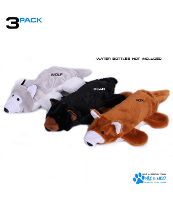 Max and Neo Fox, Bear and Wolf Water Bottle Dog Toys - 3 Pack - We Donate a Toy to a Dog Rescue for Every Toy Sold