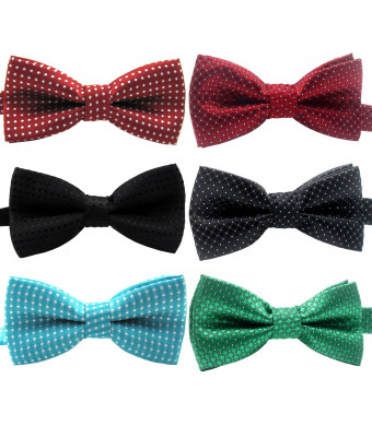 YOY Handcrafted Adorable Pet Bow Ties - 6-pack Adjustable Neck Tie 10"-17" Polka Dots Bowties Dog Collar Neckties Kitty Puppy Grooming Accessories for Doggy Cat, 6 Colors