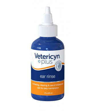 Vetericyn Plus Antimicrobial Ear Rinse | Gentle Ear Cleanser for Dogs and Cats  Itching and Irritation Relief  Reduces Ear Odor  3-Ounce