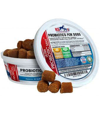 Probiotics For Dogs 7 Billion CFU and 6 Strains Per Tasty Chewable Probiotic For Upset Stomach Dog Diarrhea Yeast Gas UTI Bad Breath Skin Itching Hot Spots Allergies and coprophagia treatment for dogs