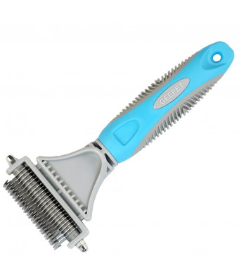 GEEPET Dematting Comb and Grooming Tool with 2 Sided Professional Grooming Rake for Cats and Dogs