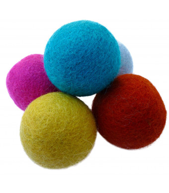 Earthtone Solutions Set of 5 Wool Felt Ball Toys for Cats and Kittens, Adorable Colorful Soft Quiet 4cm Felted Fabric Balls, Unique Handmade Natural, Perfect Cat Lover Gifts, Craft Supplies, Fun, by