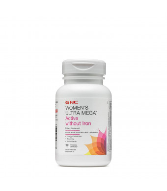 GNC Womens Ultra Mega Active Without Iron Multivitamin for Women, 90 Caplets, for Increased Energy, Metablism, and Calorie Burning