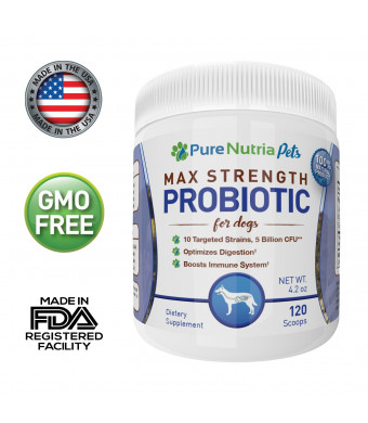 PureNutria 5 Billion CFU Dog Probiotic and Digestive Health Supplement for Dogs - 10 Targeted Strains in Our Best Rated Probiotic for Pets