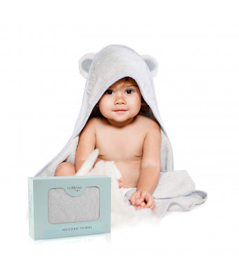 Natemia Rayon from Bamboo Hooded Baby Bath Towel | Highly Absorbent, Plush, Soft, Bacterial and Odor Resistant Towel | for Boys, Girls, Newborns and Infants| Great Baby Shower Gift