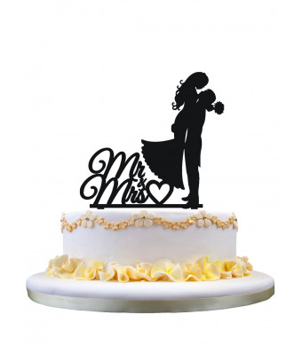 Mr Mrs cake topper,Bride and Groom wedding topper for cake with heart