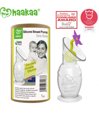 Haakaa Breast Pump with Suction Base and Flower Stopper 100% Food Grade  Silicone BPA PVC and Phthalate Free (4oz/100ml) (Purple)
