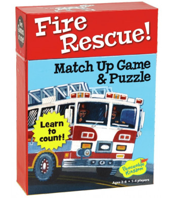 Peaceable Kingdom Fire Rescue! 24 Card Number Match Up Memory Game and Floor Puzzle for Kids