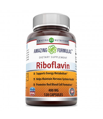 Amazing Formulas Riboflavin Dietary Supplement - 400 Milligrams - Promotes Healthier Blood - Helps Maintain Nervous System. (120 Capsules)