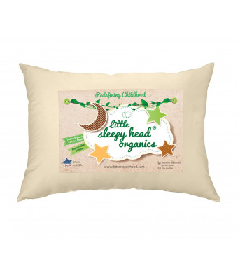 Little Sleepy Head Toddler Pillow, Organic Cotton, Down-Like Fill, Ivory 13 X 18