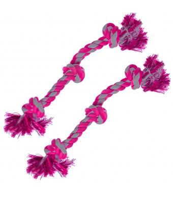 SunGrow 2 Rope Toys for Dogs (20) by Heavy Duty Cotton - Brightly Colored Chew Play Toys, Suitable for Even Medium and Large Breed Dogs : Durable and Handwoven - Helps Maintain Healthy Teeth and Gums