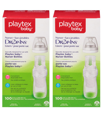 Playtex Baby Nurser Drop-Ins Baby Bottle Disposable Liners, Closer to Breastfeeding, 200 Count