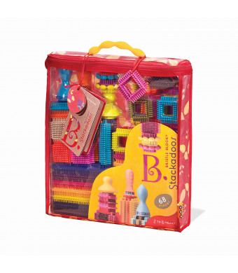 B. toys - Bristle Blocks Stackadoos  68 Toy Blocks in a Storage Pouch  BPA Free STEM Toys Building Blocks for Kids 2 years +