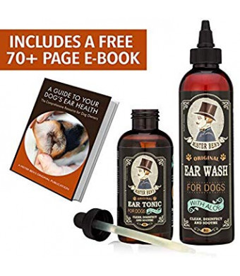 Mister Ben's Most Effective Dog Ear Treatment Cleanser Ear Care Kit w/Aloe for Dogs  This Dog Ear Cleaner Provides Fast Relief from infections, itching, Odors, Bacteria, Mites, Fungus and Yeast