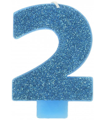 #2 Glitter Birthday Candle | Caribbean Blue | Party Supply