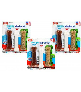 (3 Packages) Nylabone Just For Puppies Starter Kit Bone Puppy Dog Chew Toys, 3 Bones per Package