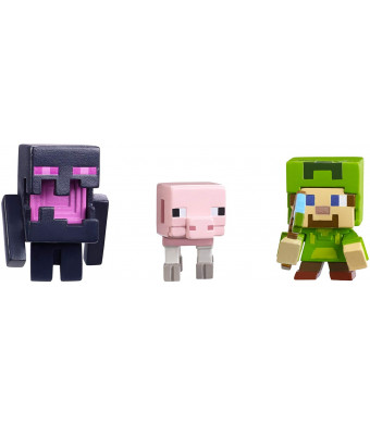 Mattel Minecraft Halloween Series Action Figure (3 Pack) - Steve with Hoodie, Skeleton Pig and Endereal