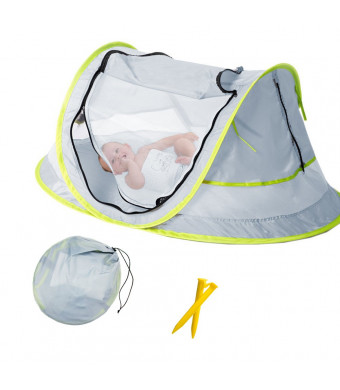 Baby Beach Tent, Portable Baby Travel Bed UPF 50+ Sun Shelters for Infant , Pop Up Mosquito Net with 2 Pegs Sunshade Ultralight Weight