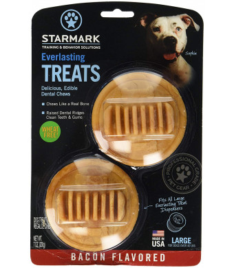 (3 Pack) Star Mark Everlasting Bacon Dog Dental Chews, Large