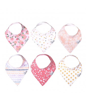 Baby Bandana Drool Bibs for Drooling and Teething 6 Pack Gift Set for Girls Amelia Set" by Copper Pearl