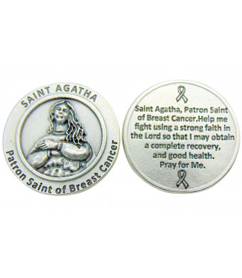 St Agatha 1 1/4 Inch Healing Saint Pocket Token Patron of Breast Cancer