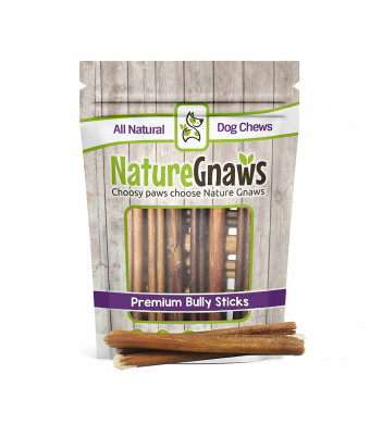 Nature Gnaws Small Bully Sticks - 100% All-Natural Grass-Fed Free-Range Premium Beef Dog Chews