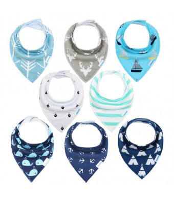 Baby bibs 8 Pack Soft and Absorbent for Boys and Girls - Baby Bandana Drool Bibs