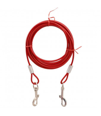Dog Leashes, Petforu Tie-out Cable Steel Wire Rope with Dual Heads Metal Hooks