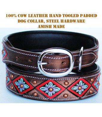 PRORIDER Rhinestone Dog Puppy Collar Crystal Western Cow Leather 6020RD
