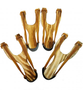 Adventure Awaits!! - 4 Pack Hand-Carved Wooden Slingshots with Great Handle Holds - Each Sling Shot is Hand Made and has a Burned Wood Look! Each Slingshot (x4) is Together in one Package
