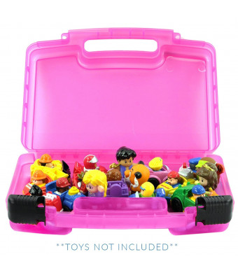 Life Made Better Little People Toy Storage Carrying Box, Mini Figure Organizer, Stores Figurines and Accessories, Pink