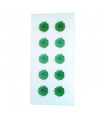 Green Succulent Sheet of 10 Global USPS First Class International Forever Postage Stamps (1)
