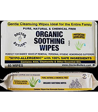 Doctor Butler's Organic All Natural Chemical Free Soothing Wipes. Anytime use for Babies and The Entire Family
