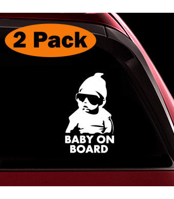 TOTOMO Baby on Board Sticker - (Set of 2) Funny Safety Caution Decal Sign with Carlos from The Hangover for Car Windows and Bumpers ALI-019