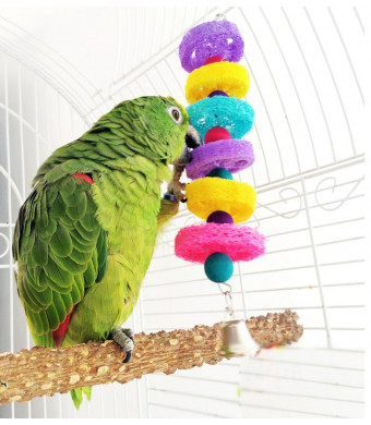Bird Parrot Hanging Swing Toys Natural Color Loofah Bird Shred and Preen Chewing Bird Toy
