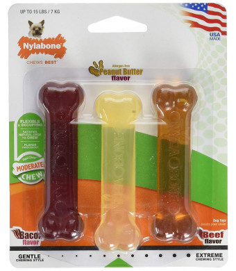 Nylabone Moderate Chew FlexiChew Dog Toys, Chew Toy Pack for Small Dogs