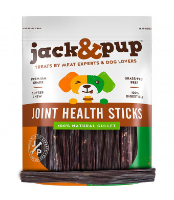 JackandPup 6 Joint Health Support Sticks Dog Treat Chews (25 Pack)  Fresh and Savory Beef Gullet Sticks - Naturally Rich in Glucosamine and Chondroitin - Promotes Healthy Joints and Tissue Growth